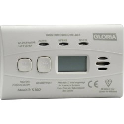 Gloria K10-D Koolmonoxidemelder Incl. batterij (10 jaar) werkt op batterijen Detectie van Koolmonoxide